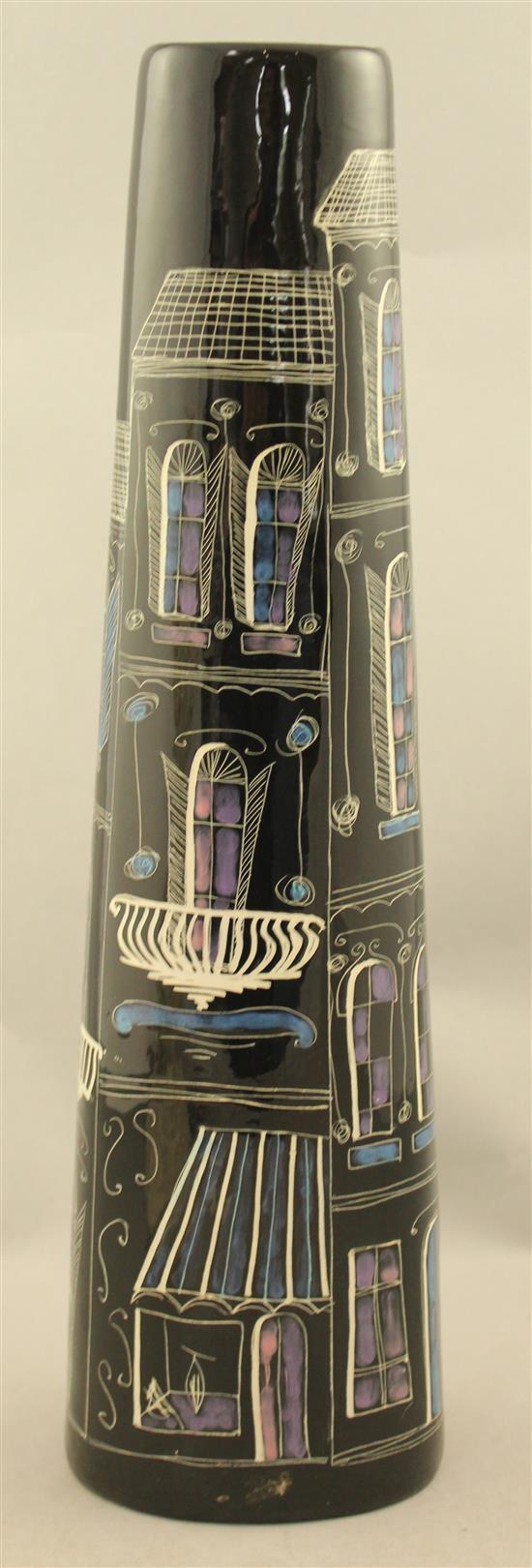 A Fantoni pottery slender tapering vase, 1950s/60s, 40.5cm